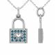 0.3 Carat Blue Diamond Heart Pendant Necklace Chain 14K Gold
