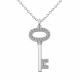0.46 Carat Fancy Real G-H Diamond Charm Key Pendant Necklace + Chain 14K Gold