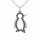 0.17 Carat Black Diamond Dove Pendant Necklace Chain 14K Gold