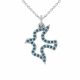 0.16 Carat Blue Diamond Penguin Pendant Necklace Chain 14K Gold