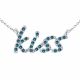 0.15 Carat Blue Diamond Kiss Pendant Necklace Chain 14K Gold