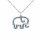 0.22 Carat Blue Diamond Elephant Pendant Necklace Chain 14K Gold
