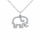 0.22 Carat Fancy Real G-H Diamond  Elephant Pendant Necklace + Chain 14K Gold