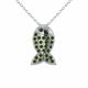 0.26 Carat Green Diamond Fish Pendant Necklace Chain 14K Gold