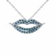 0.44 Carat Blue Diamond Lips Pendant Necklace Chain 14K Gold