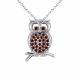 0.35 Carat Red Diamond Owl Pendant Necklace Chain 14K Gold