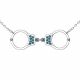 0.14 Carat Blue Diamond Handcuffs Pendant Necklace Chain 14K Gold