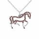 0.28 Carat Red Diamond Horse Pendant Necklace Chain 14K Gold