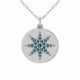 0.23 Carat Blue Diamond Star Disc Pendant Necklace Chain 14K Gold