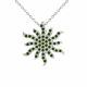 0.49 Carat Green Diamond Sun Pendant Necklace Chain 14K Gold