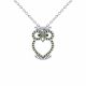 0.24 Carat Green Diamond Owl Pendant Necklace Chain 14K Gold