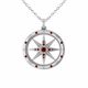 0.19 Carat Red Diamond Compass Pendant Necklace Chain 14K Gold