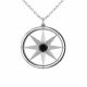 0.6 Carat Black Diamond Compass Pendant Necklace Chain 14K Gold