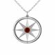 0.6 Carat Red Diamond Compass Pendant Necklace Chain 14K Gold