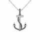 0.36 Carat Black Diamond Anchor Pendant Necklace Chain 14K Gold