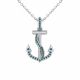 0.36 Carat Blue Diamond Anchor Pendant Necklace Chain 14K Gold
