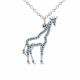 0.26 Carat Blue Diamond Giraffe Pendant Necklace Chain 14K Gold