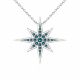 0.18 Carat Blue Diamond North Star Pendant Necklace Chain 14K Gold