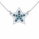 0.11 Carat Blue Diamond Star Pendant Necklace Chain 14K Gold