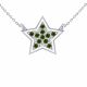 0.11 Carat Green Diamond Star Pendant Necklace Chain 14K Gold