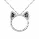 0.5 Carat Black Diamond Cat Pendant Necklace Chain 14K Gold