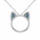 0.5 Carat Blue Diamond Cat Pendant Necklace Chain 14K Gold