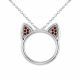 0.5 Carat Red Diamond Cat Pendant Necklace Chain 14K Gold