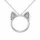 0.5 Carat Fancy Real G-H Diamond  Cat Pendant Necklace + Chain 14K Gold