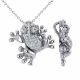 0.53 Carat Fancy Real G-H Diamond Frog Pendant Necklace + Chain 14K Gold