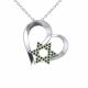 0.17 Carat Green Diamond Heart & Star Pendant Necklace Chain 14K Gold