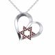 0.17 Carat Red Diamond Heart & Star Pendant Necklace Chain 14K Gold