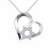 0.17 Carat Fancy Real G-H Diamond Heart & Star Pendant Necklace + Chain 14K Gold