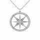 0.37 Carat Fancy Real G-H Diamond Compass Pendant Necklace + Chain 14K Gold
