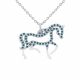 0.26 Carat Blue Diamond Horse Pendant Necklace Chain 14K Gold