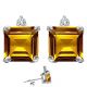 Diamond Princess CZ Citrine Gemstone Earring 14K Gold