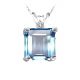 Diamond Princess CZ Aquamarine Gemstone Pendant 14K Gold