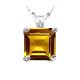 Diamond Princess CZ Citrine Gemstone Pendant 14K Gold