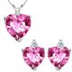 Pink Topaz Heart Gem Stone Set Pendant Earring 14K Gold Diamond