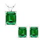 Emerald CZ Emerald Birthstone Pendant Earring Set 14K Gold