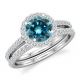 Blue Diamond Engagement Bridal Fancy Halo Ring Band 14K Gold