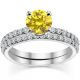 Yellow Diamond Engagement Bridal Solitaire Ring Band 14K Gold