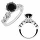Black Diamond 7 Stone Wedding Anniversary Bridal Ring 14K Gold