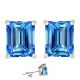 Emerald CZ Blue Topaz Birthstone Gemstone Stud Earring 14K White YellowGold