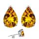 Pear CZ Citrine Birthstone Gemstone Stud Earrings 14K Gold