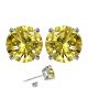 Round CZ Citrine Birthstone Gemstone Stud Earrings 14K Gold