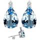 Diamond Pear CZ Aquamarine Gemstone Earrings 14K Gold