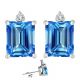 Diamond Emerald CZ Blue Topaz Gemstone Earring 14K White Yellow Gold