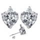 Diamond Heart Cubic Zirconia Gemstone Earrings 14KGold