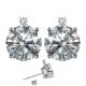 Round Diamond Cubic Zirconia Gemstone Earrings 14KGold