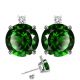 Round Diamond CZ Emerald Gemstone Earrings 14K Gold